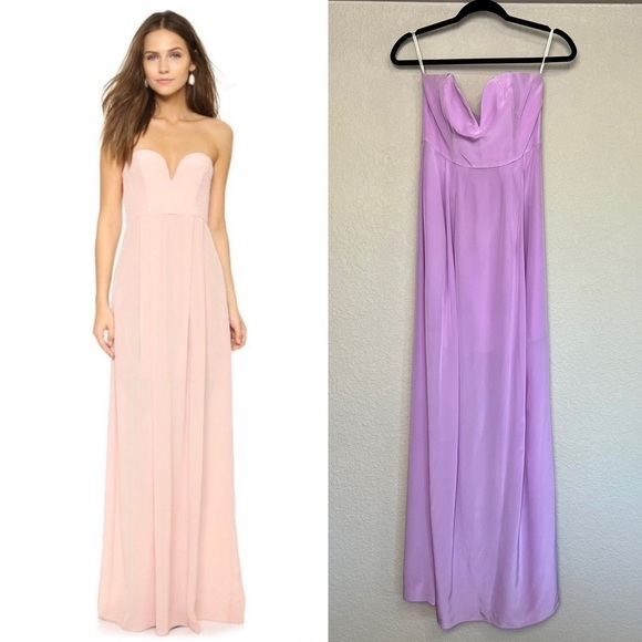 ZIMMERMANN Silk Maxi Dress Strapless Sweetheart Neck Lilac Formal Column Gown 6 - Picture 1 of 9